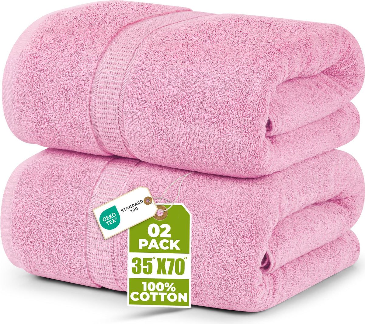Utopia Towels Jumbo Bath Sheets, 2 Pack, 35x70 in, 600 GSM Cotton, Grey