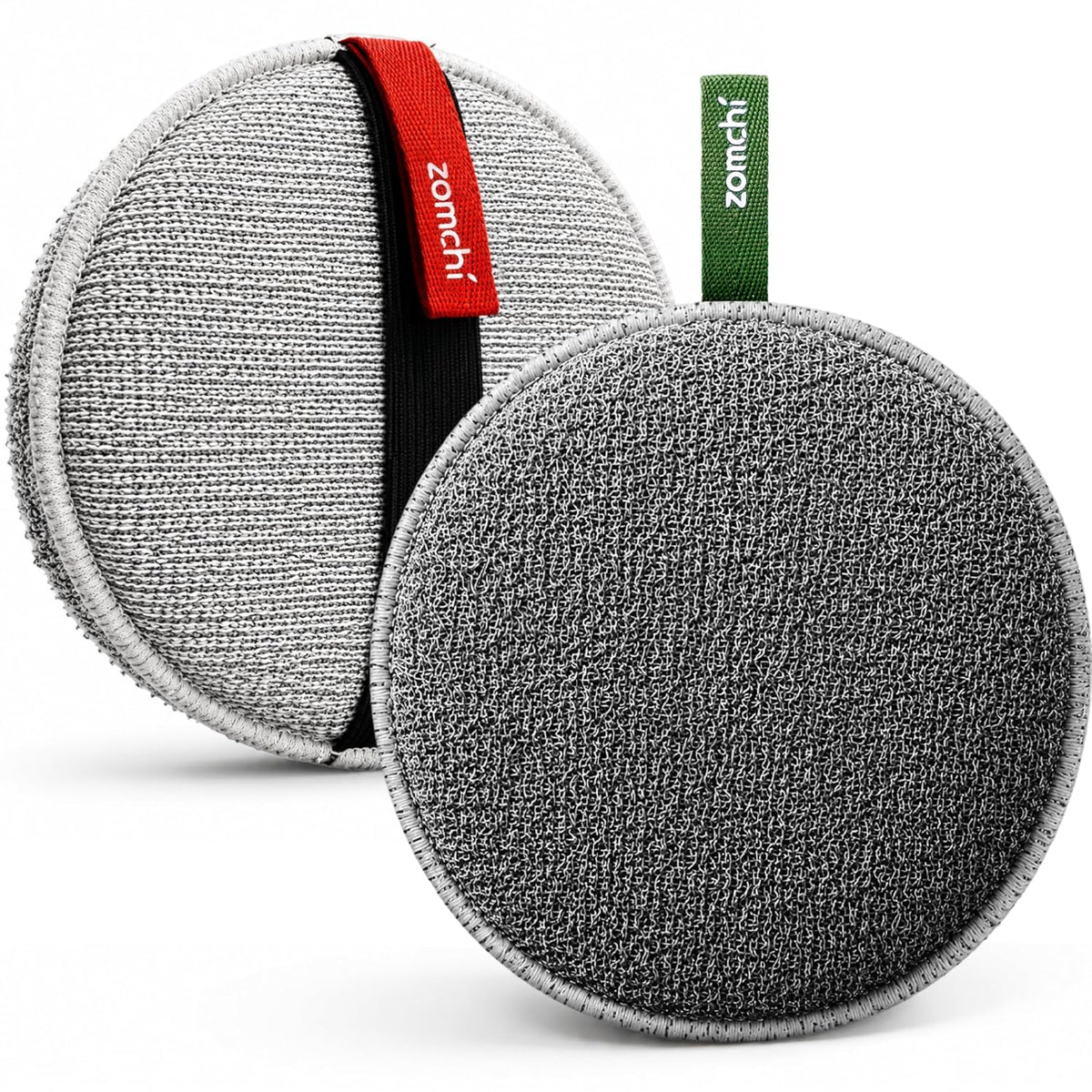ZOMCHI Large Exfoliating Body Scrubber with Dual-Texture, 2 Pack, Grey