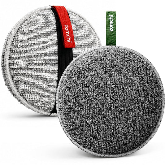 ZOMCHI Large Exfoliating Body Scrubber with Dual-Texture, 2 Pack, Grey