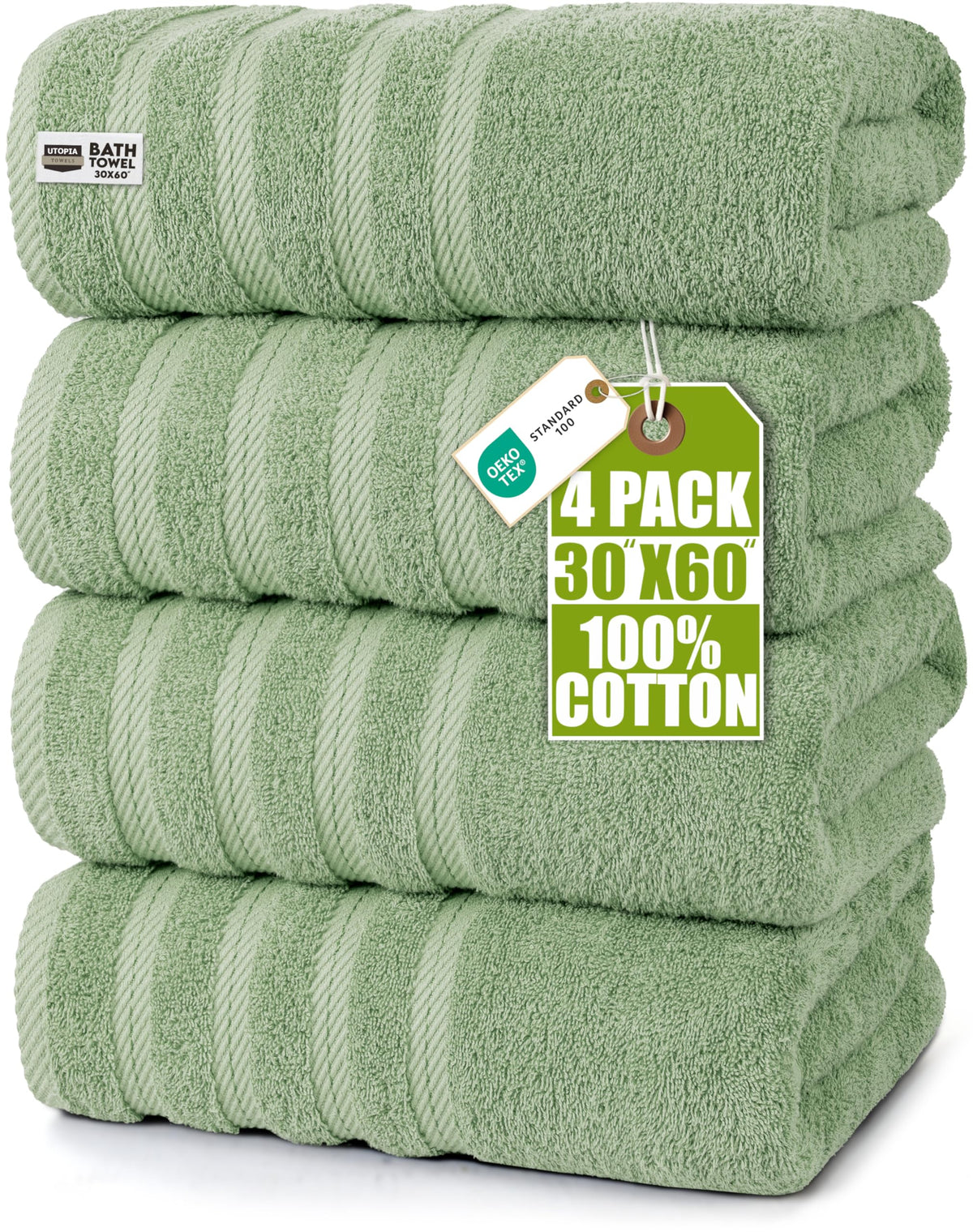 Utopia Towels 4 Pack Premium XL Bath Towels, 30x60 in, Cotton, White