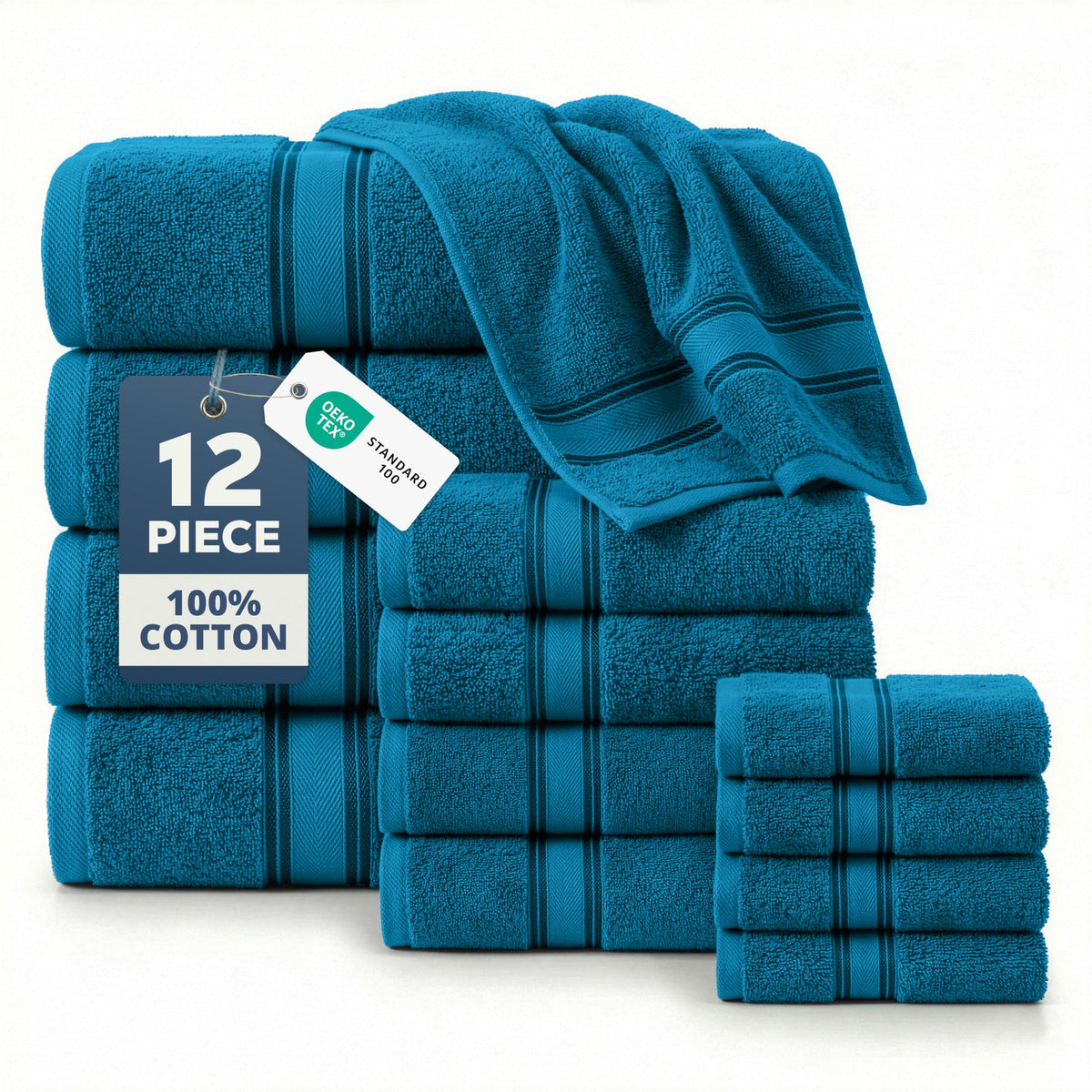LANE LINEN Bath Towel Set 100% Cotton 18 Piece Soft Absorbent - Grey