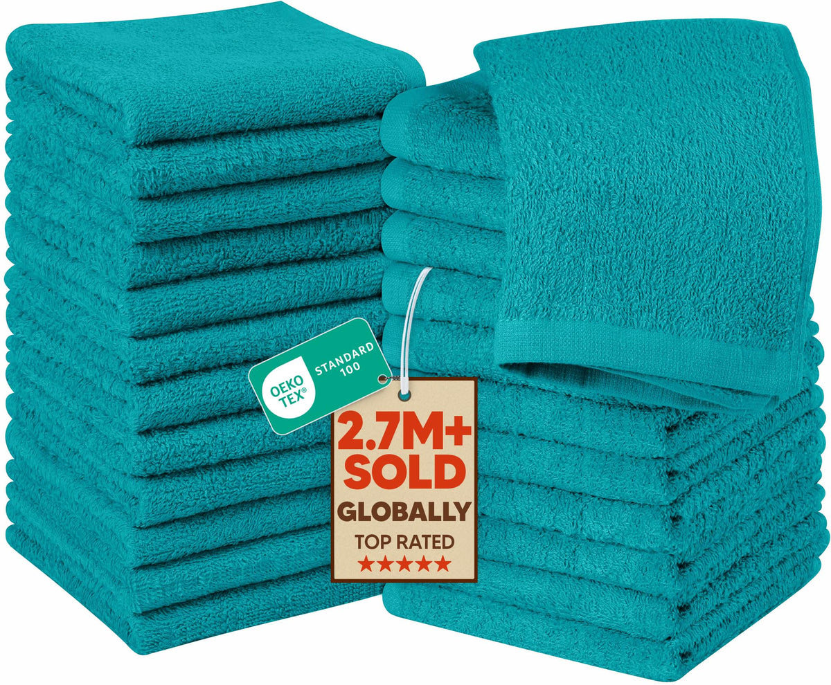 Utopia Towels 12 Pack Washcloths, 12x12 in, 100% Cotton, White