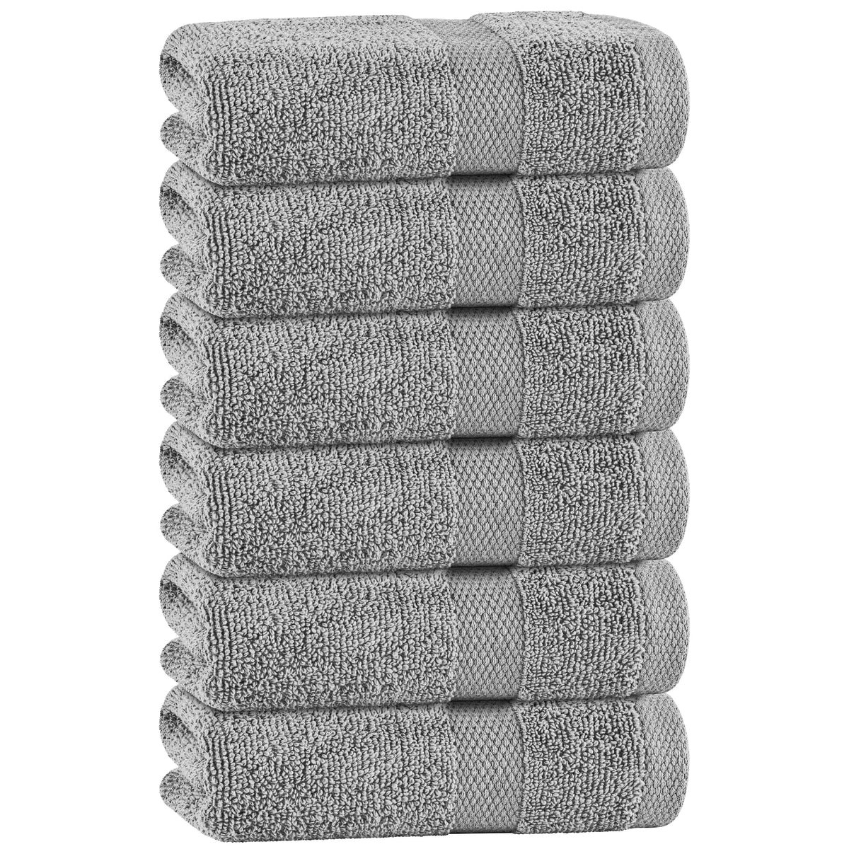 White Bath Towel Set of 6 - 100% Cotton Highly Absorbent Towels for Bathroom, 2 Luxury Bath Towels 650GSM, 2 Hand Towels, 2 Washcloths
