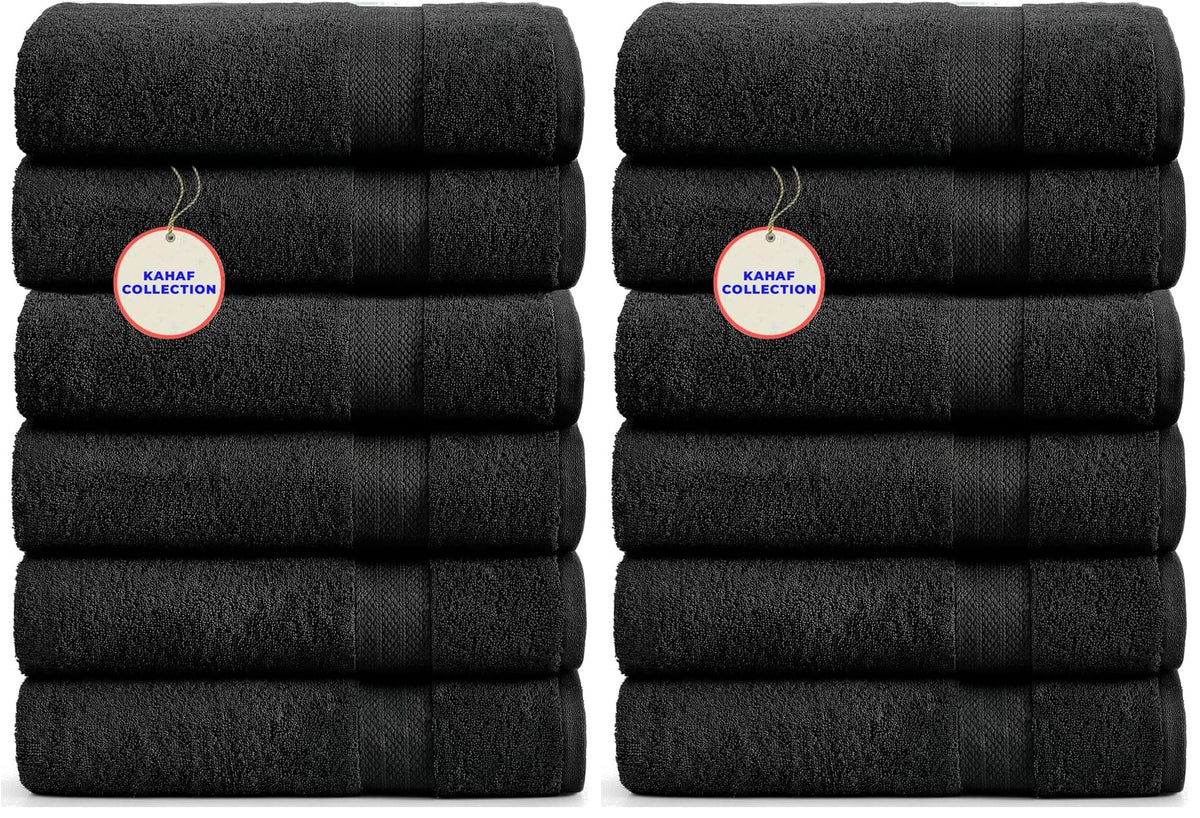 KAHAF COLLECTION 100% Cotton Bath Towels, 24x48 Pack of 6 Towels, Quick Dry, Highly Absorbent, Soft Feel Towel, Gym, Spa, Bathroom, Shower, Pool, Luxury Soft Towels (Grey, 24x48-6 Pack)
