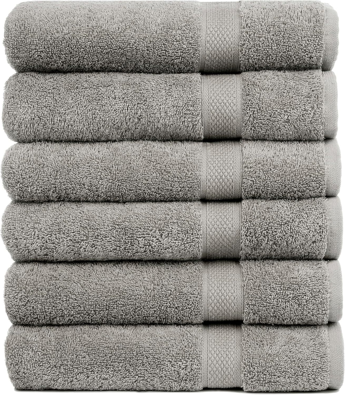 Pleasant Home Bath Towels Set of 6 (24” x 50”) 100% Cotton, Gray