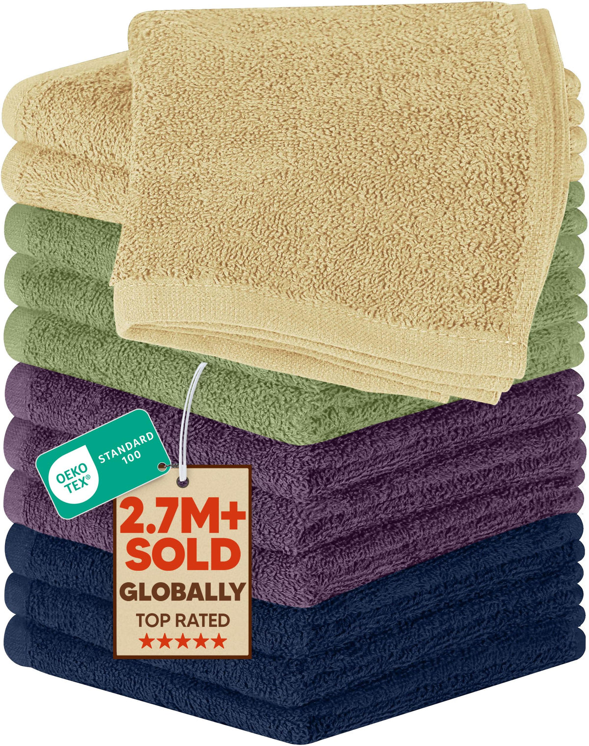 Utopia Towels 12 Pack Washcloths, 12x12 in, 100% Cotton, White