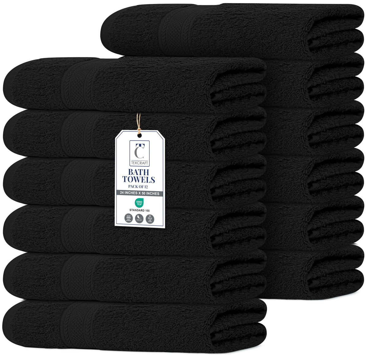 Medium Size Bath Towels Set of 6 – 100% Cotton Terry – 24" x 48" – Quick Dry, Soft & Highly Absorbent – Grey Towels for Bathroom, Gym, Spa, Pool & Daily Use