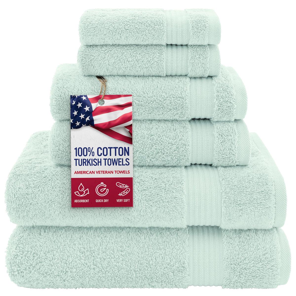 American Veteran Towel, 100% Cotton Turkish Bath Towels for Bathroom 4 Pack, 27x54 Extra Large Premium Soft Drying Bathroom Towels, Navy Blue