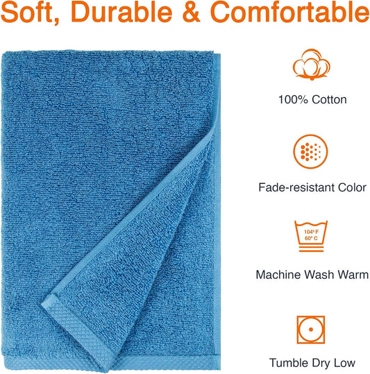 Amazon Basics 2-Piece Quick-Dry Oversize Bath Towel, 100% Cotton, 54" x 30", Lake Blue