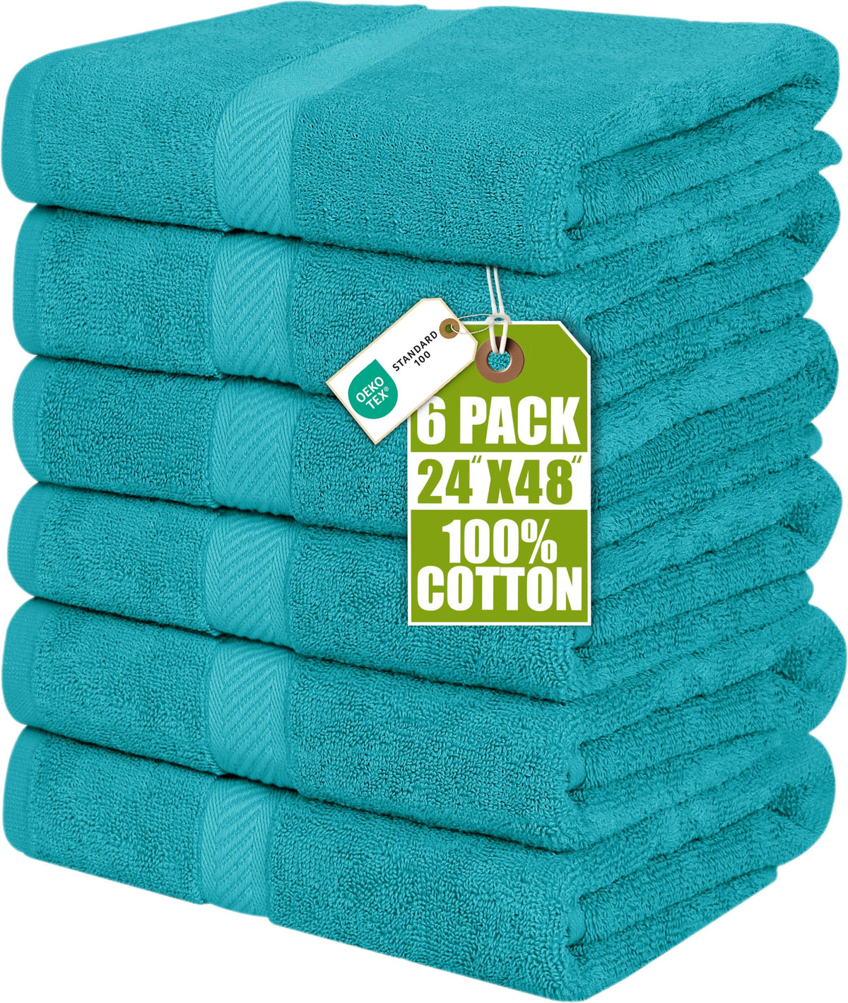 Utopia Towels 6 Pack Medium Bath Towels, 24x48 in, 500 GSM Cotton, White