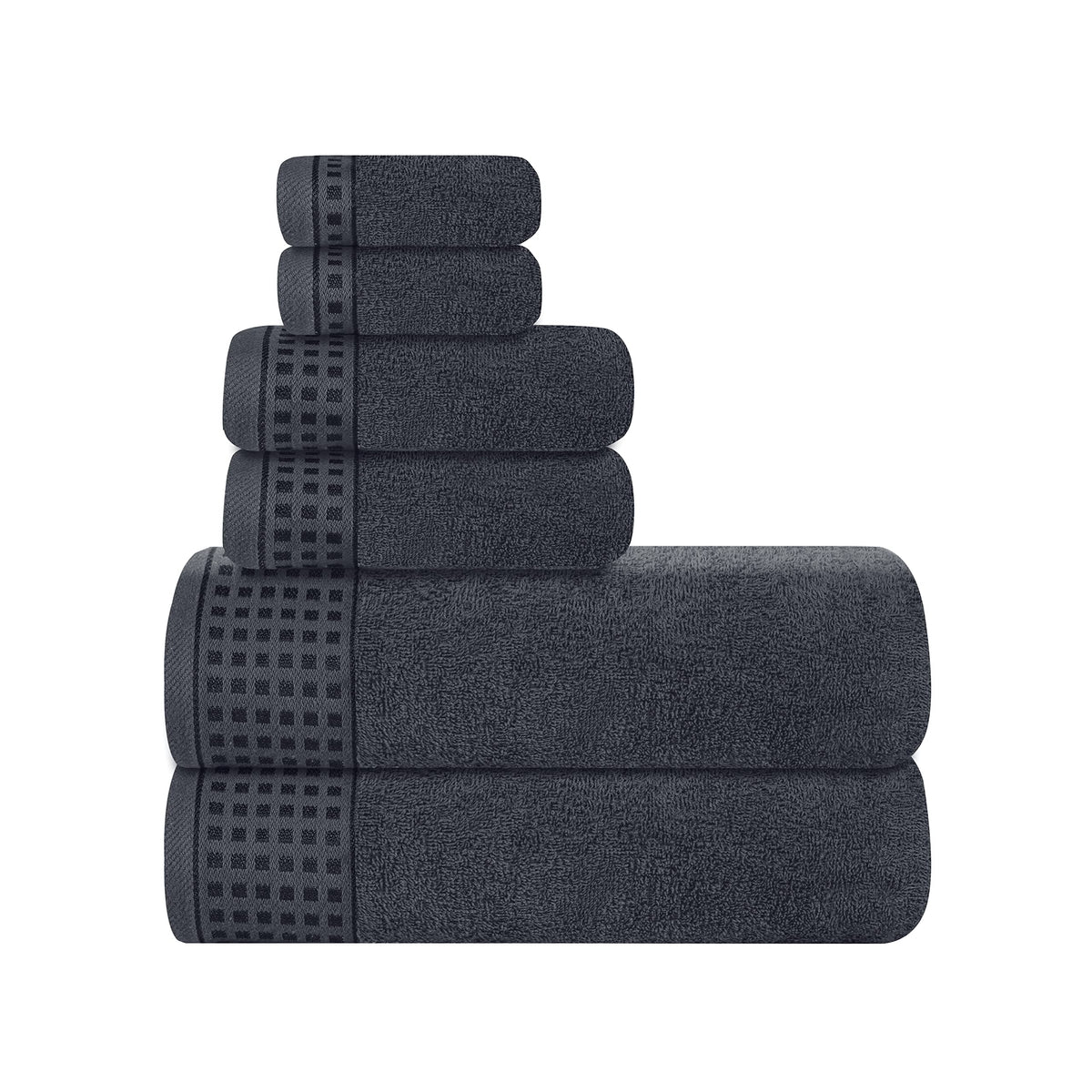 GLAMBURG 100% Cotton 2 Pack Oversized Bath Towel Set 28x55 Inches, Ultra Soft Highly Absorbant Compact Quickdry & Lightweight Large Bath Towels, Ideal for Gym Travel Camp Pool - Black