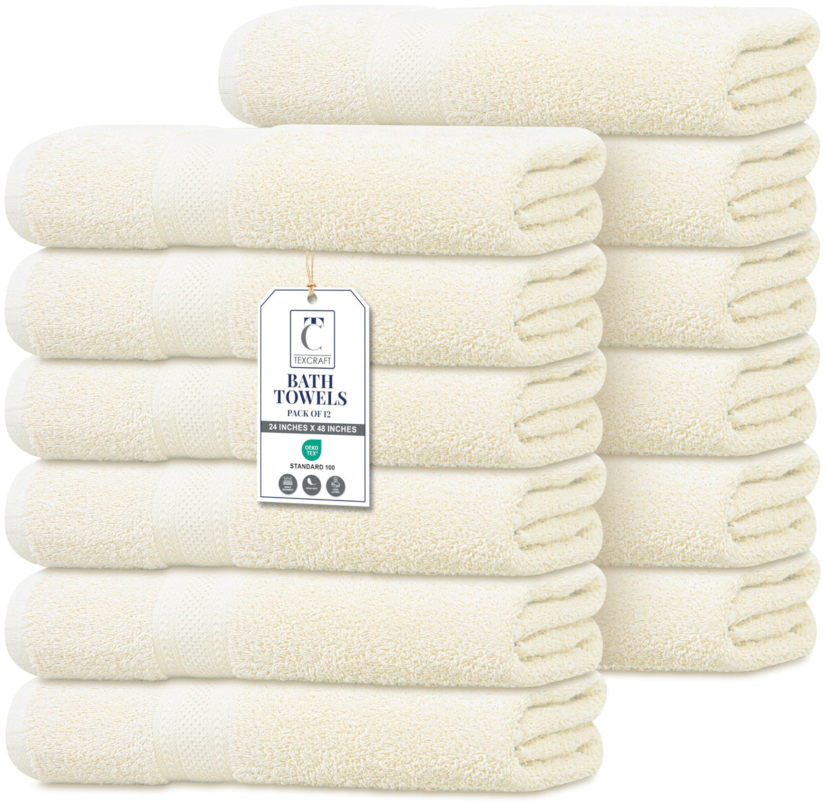 Medium Size Bath Towels Set of 6 – 100% Cotton Terry – 24" x 48" – Quick Dry, Soft & Highly Absorbent – Grey Towels for Bathroom, Gym, Spa, Pool & Daily Use