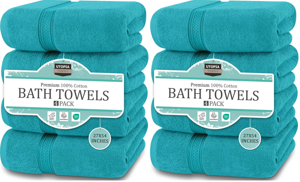 Utopia Towels 4 Pack Premium Bath Towels, 27x54 in, 600 GSM Cotton Grey