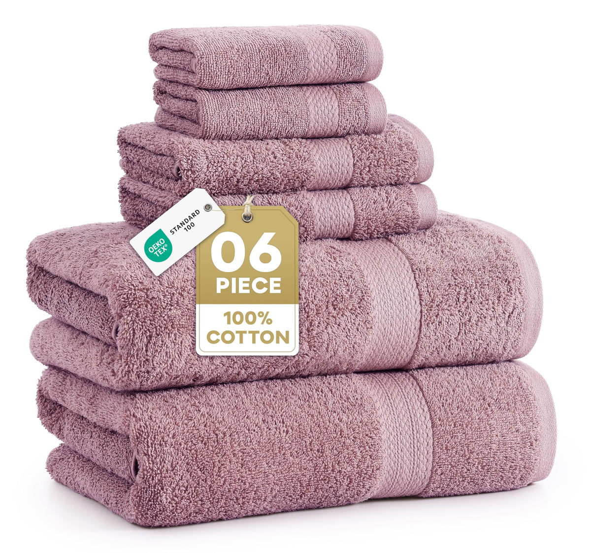 100% Cotton Bath Towels Set Soft Absorbent Quick Dry 16 Piece - Grey