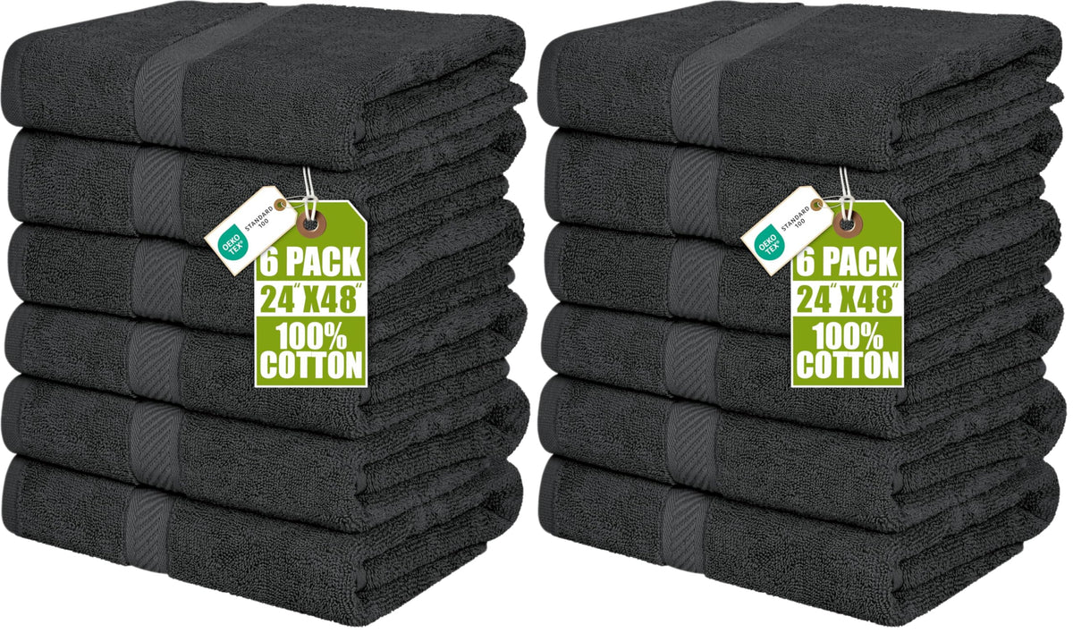 Utopia Towels 6 Pack Medium Bath Towels, 24x48 in, 500 GSM Cotton, Grey
