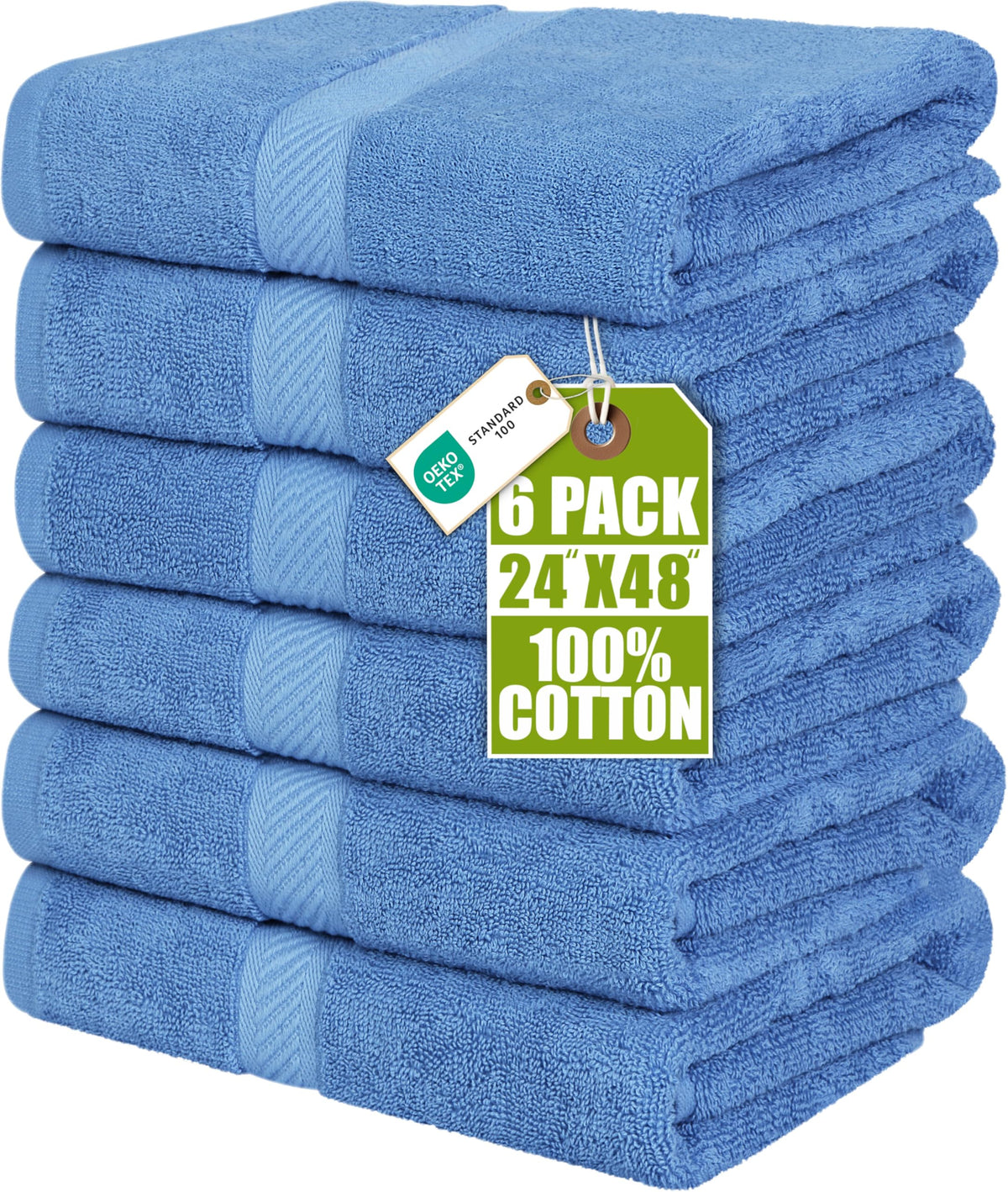 Utopia Towels 6 Pack Medium Bath Towels, 24x48 in, 500 GSM Cotton, Grey
