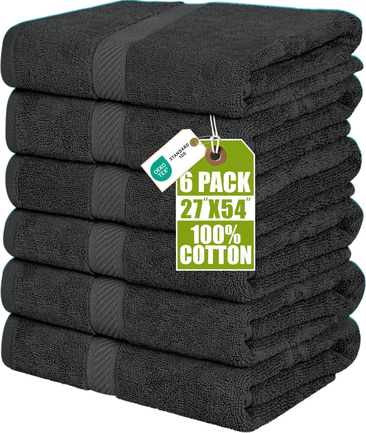Utopia Towels 6 Pack Medium Bath Towels, 24x48 in, 500 GSM Cotton, Grey