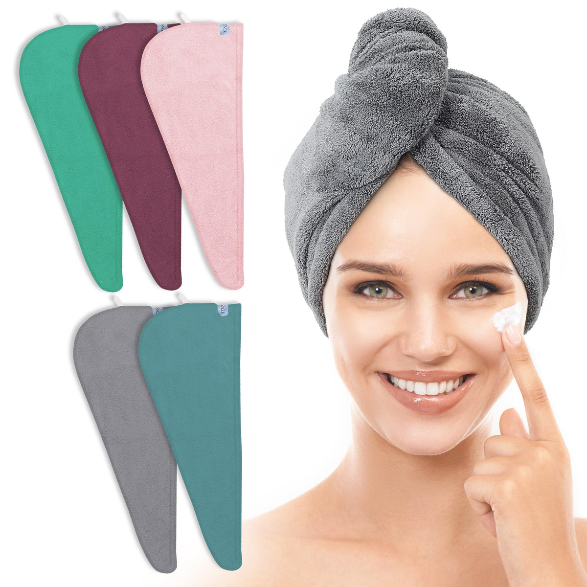 TENSTARS Microfiber Hair Towel Wrap for Women All Hair Types, 320GSM Thick