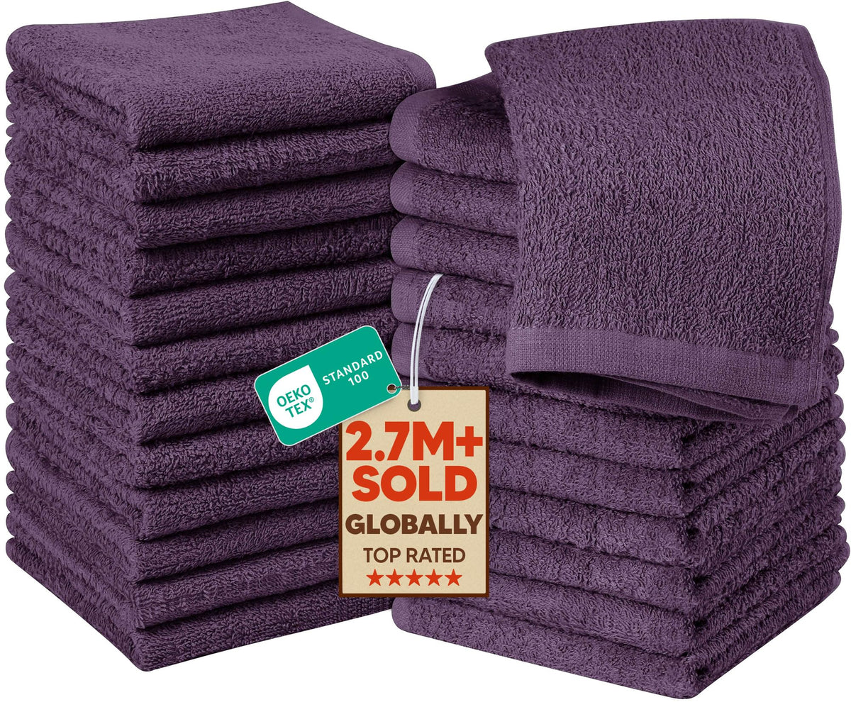 Utopia Towels 12 Pack Washcloths, 12x12 in, 100% Cotton, White