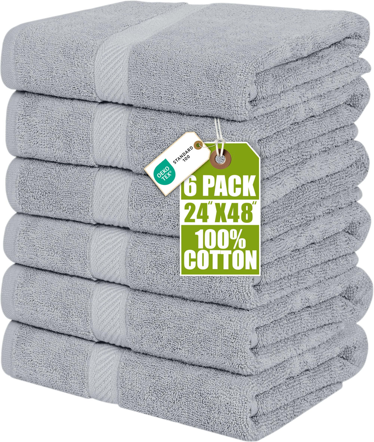 Utopia Towels 6 Pack Medium Bath Towels, 24x48 in, 500 GSM Cotton, Grey