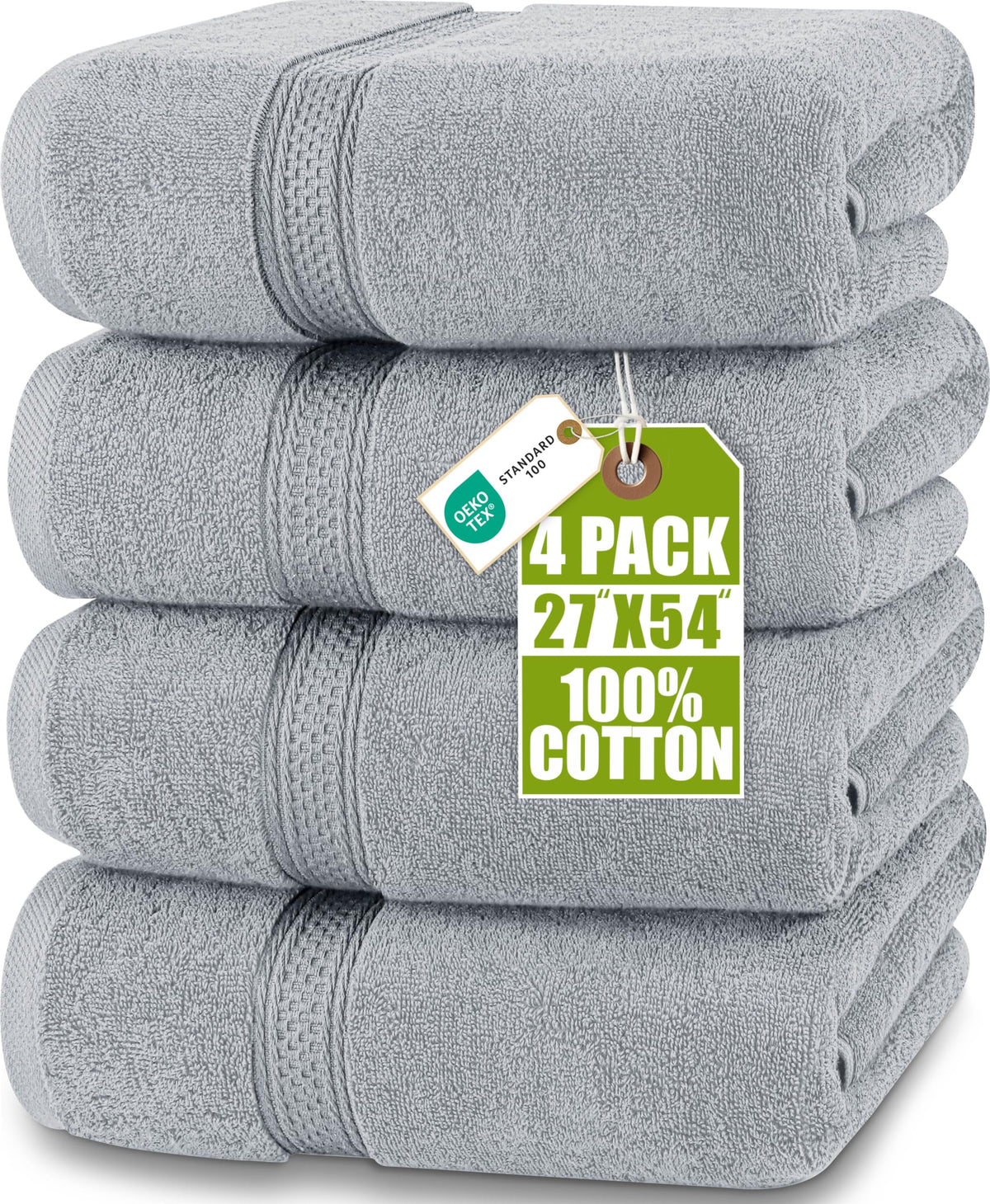 Utopia Towels 4 Pack Premium Bath Towels, 27x54 in, 600 GSM Cotton Grey