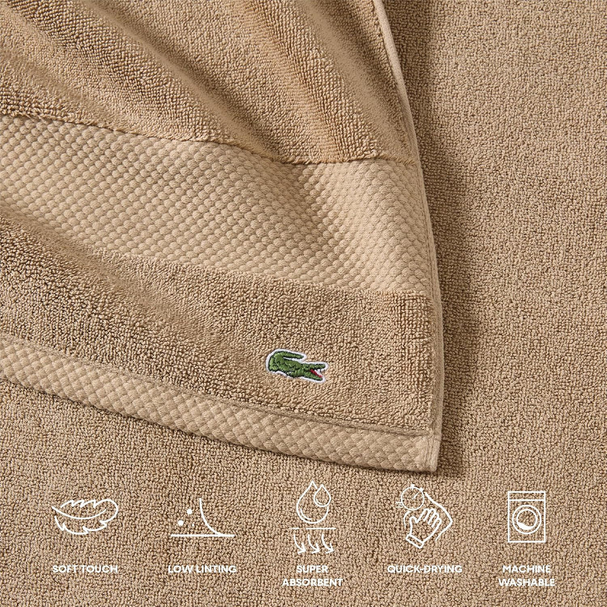 Lacoste Heritage 100% Supima Cotton Bath Towel 30" x 54", Sand