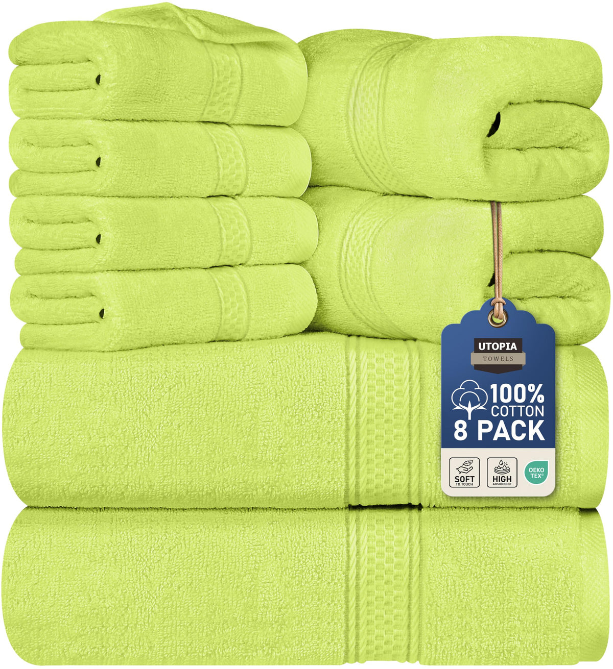 Utopia Towels 8 Piece Majestic Plush Luxury Towel Set, Cotton, Grey