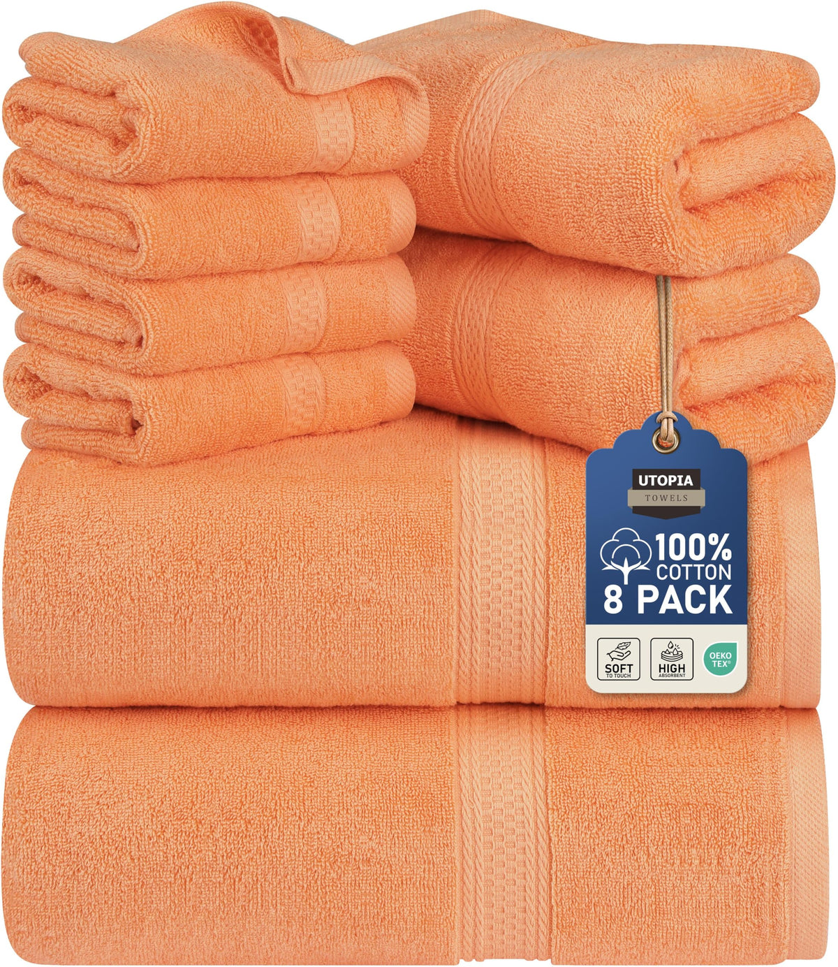 Utopia Towels 8 Piece Majestic Plush Luxury Towel Set, Cotton, Grey