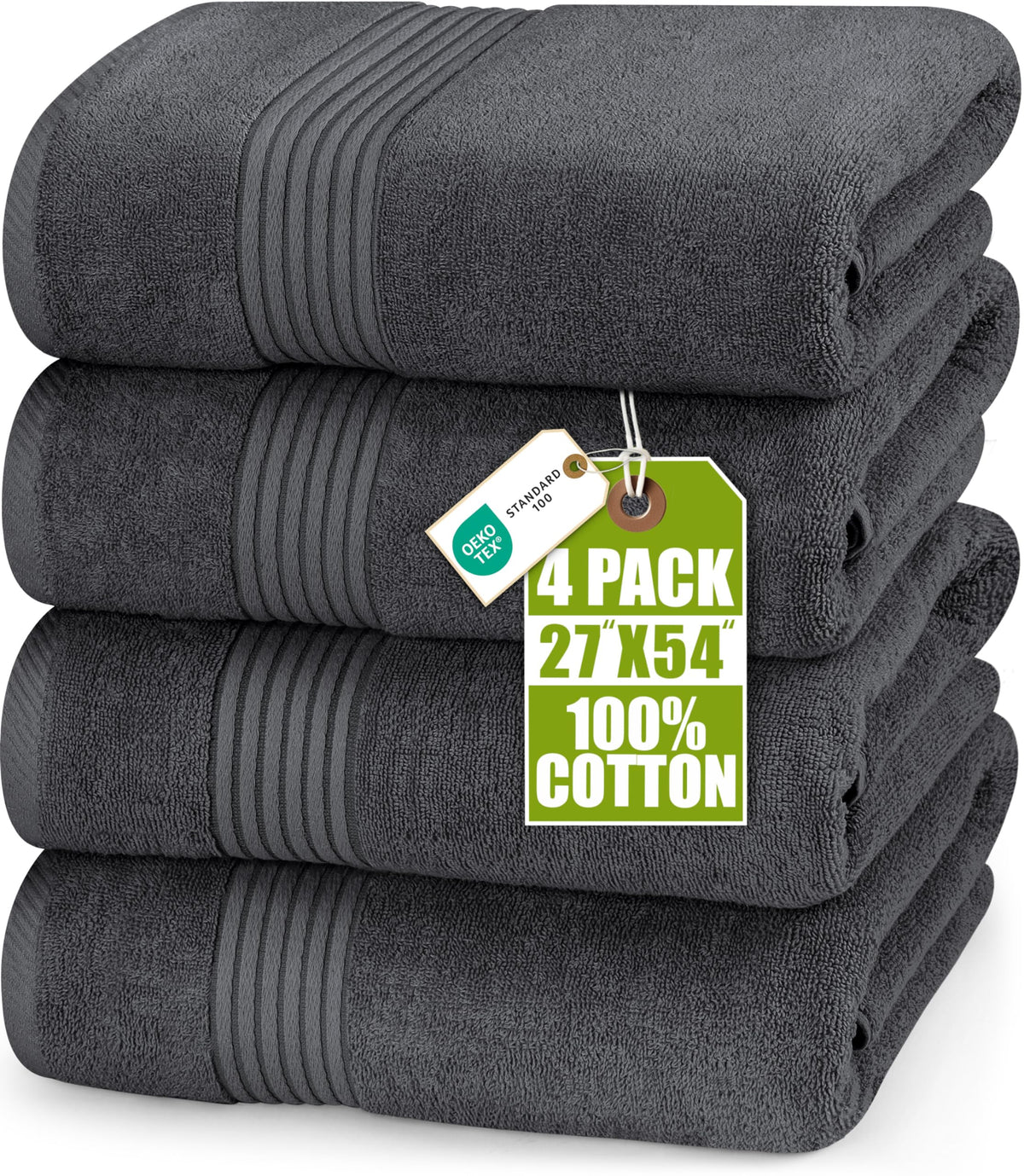 Utopia Towels Luxurious Bath Towels Set, 27x54 in, 4 Pack, Soft, White