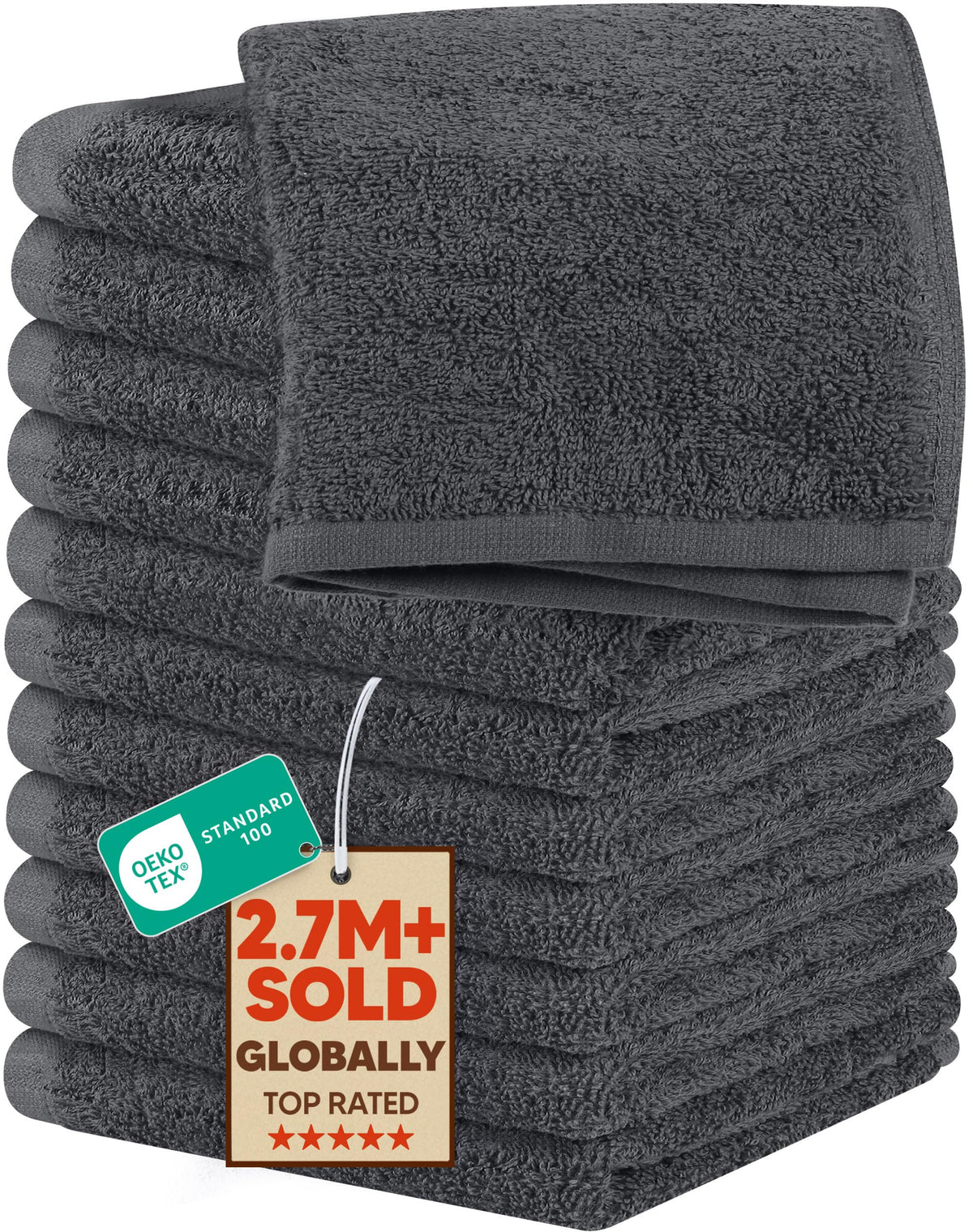 Utopia Towels 12 Pack Washcloths, 12x12 in, 100% Cotton, White