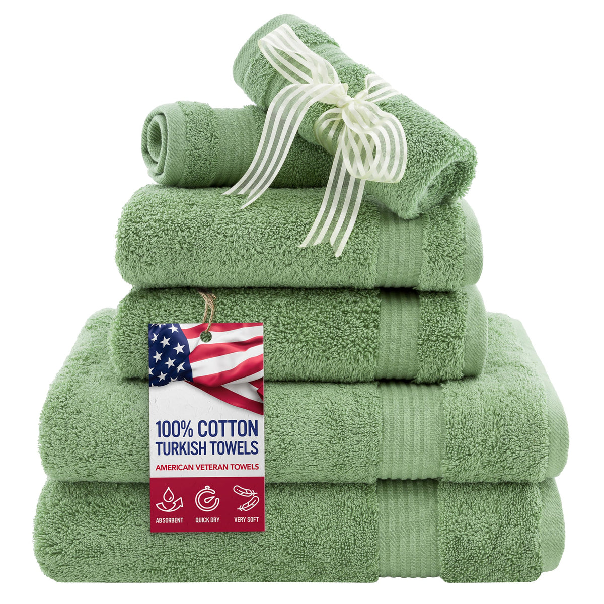 American Veteran Towel, 100% Cotton Turkish Bath Towels for Bathroom 4 Pack, 27x54 Extra Large Premium Soft Drying Bathroom Towels, Navy Blue