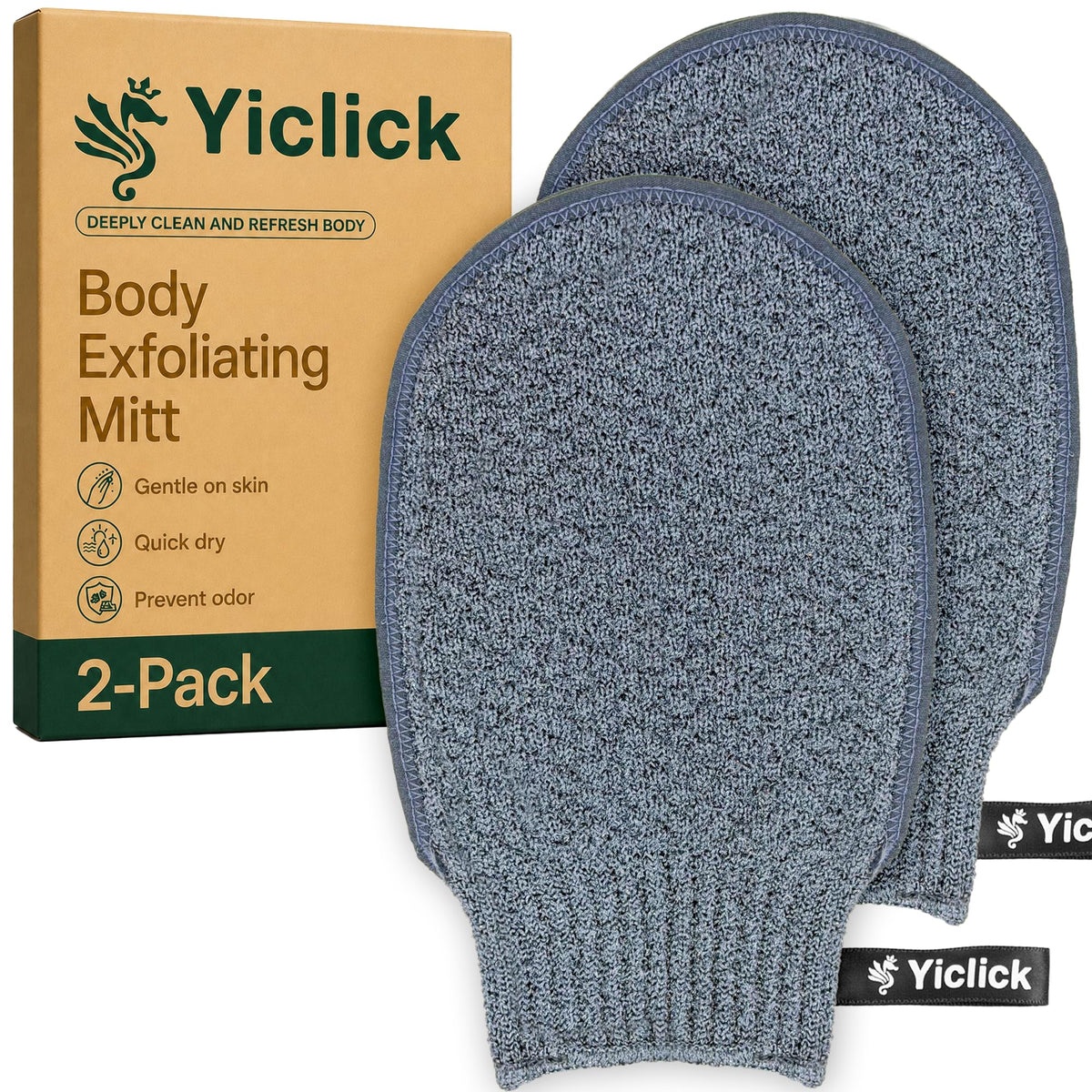 Exfoliating Mitt, Exfoliating Glove, Body Scrubber Exfoliator, 2 Pack