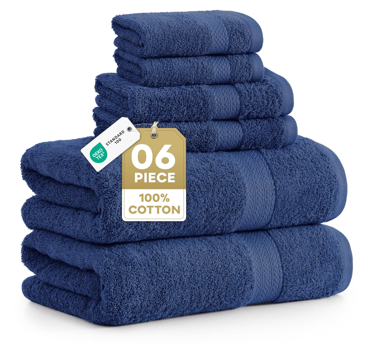 100% Cotton Bath Towels Set Soft Absorbent Quick Dry 16 Piece - Grey