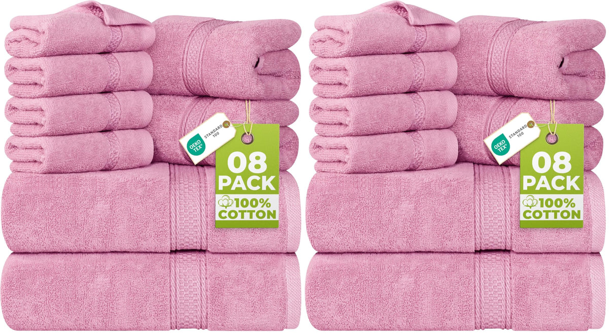 Utopia Towels 8 Piece Majestic Plush Luxury Towel Set, Cotton, Grey