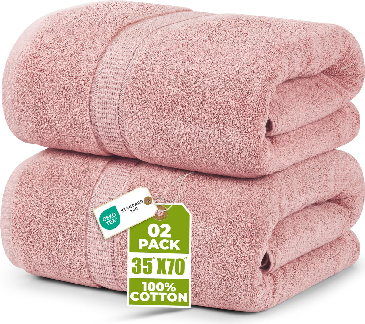 Utopia Towels Jumbo Bath Sheets, 2 Pack, 35x70 in, 600 GSM Cotton, Grey