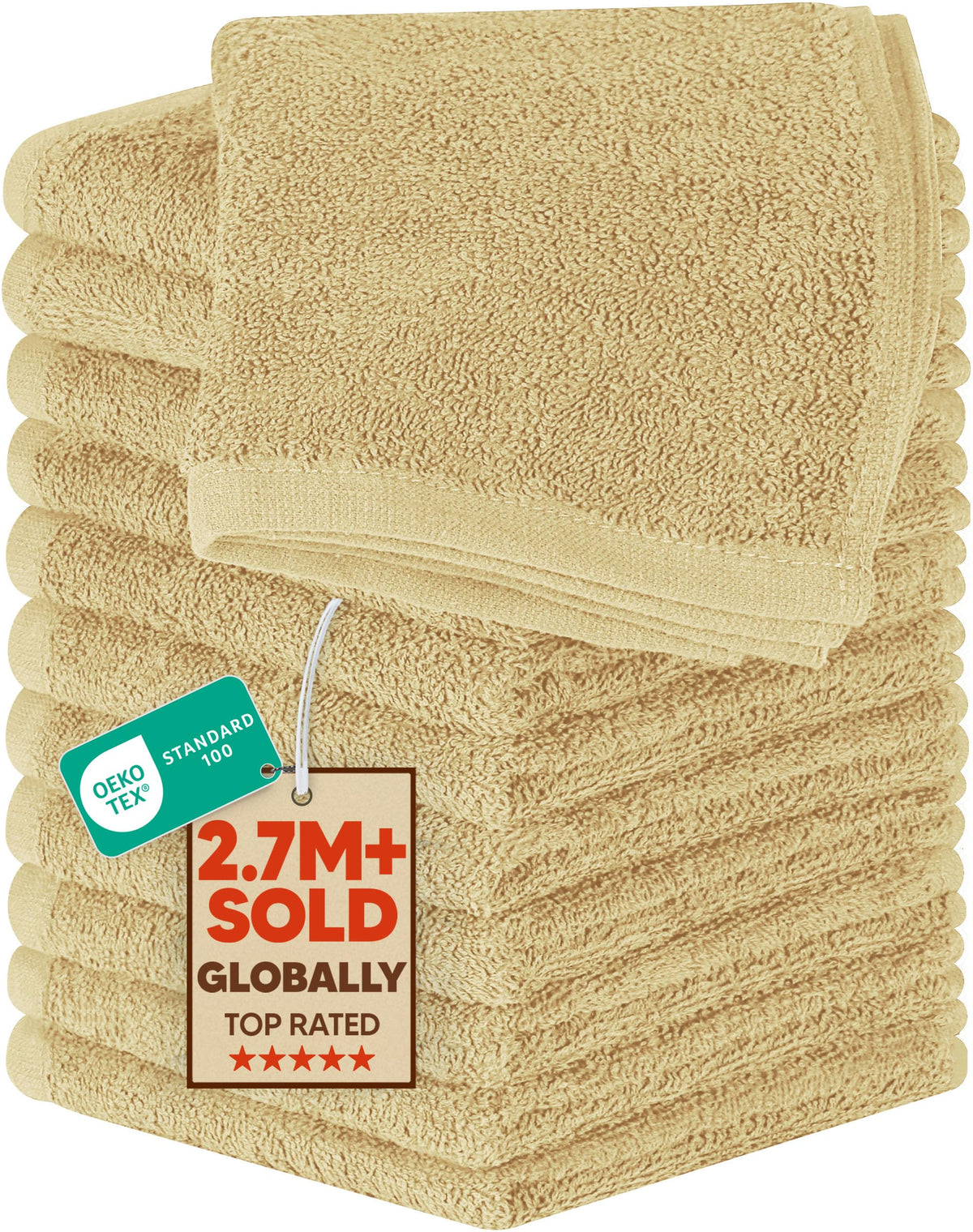 Utopia Towels 12 Pack Washcloths, 12x12 in, 100% Cotton, White