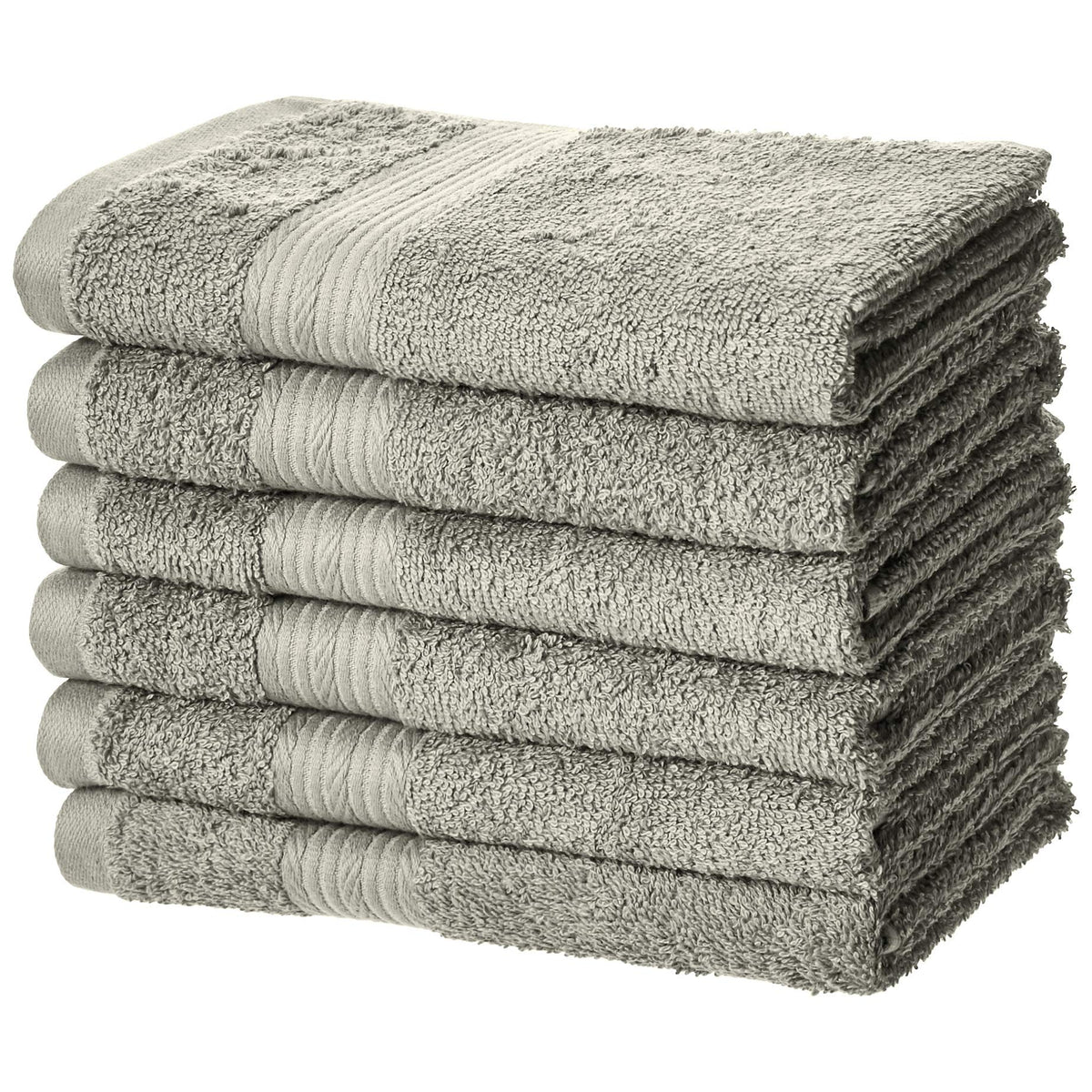 Amazon Basics 6-Piece Highly Absorbent Fade-Resistant Towel Set, 100% Cotton Towels for Bathroom, Soft, 2 Bath Towels, 2 Hand Towels, 2 Washcloths, Black