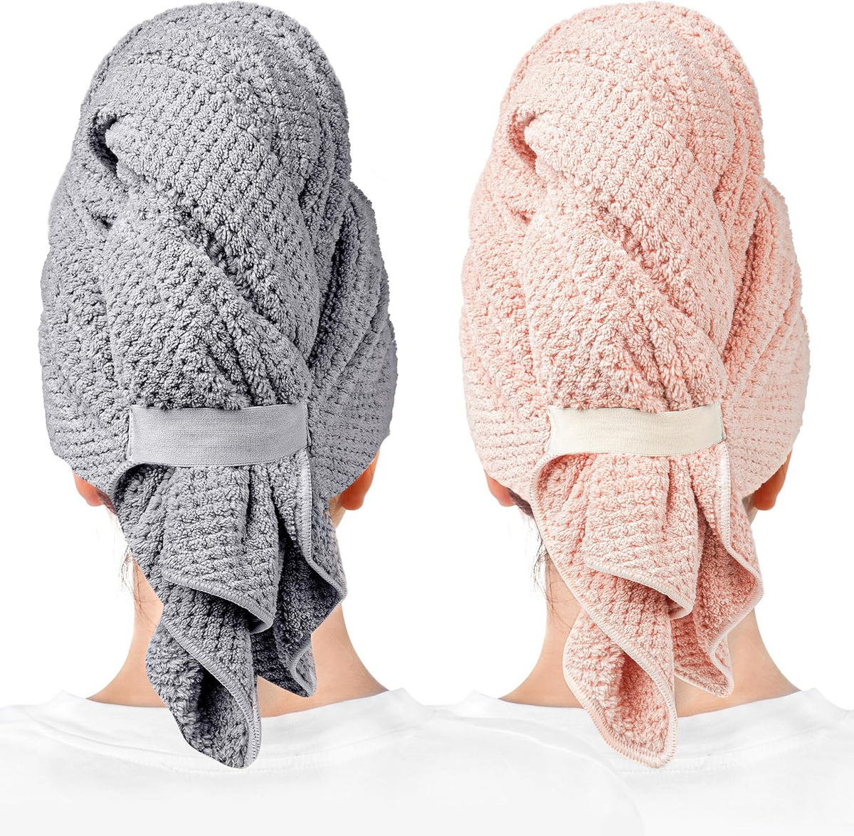 ROLSHOL 2-Pack Large Microfiber Hair Towel Wraps for Women, 27 × 39 in