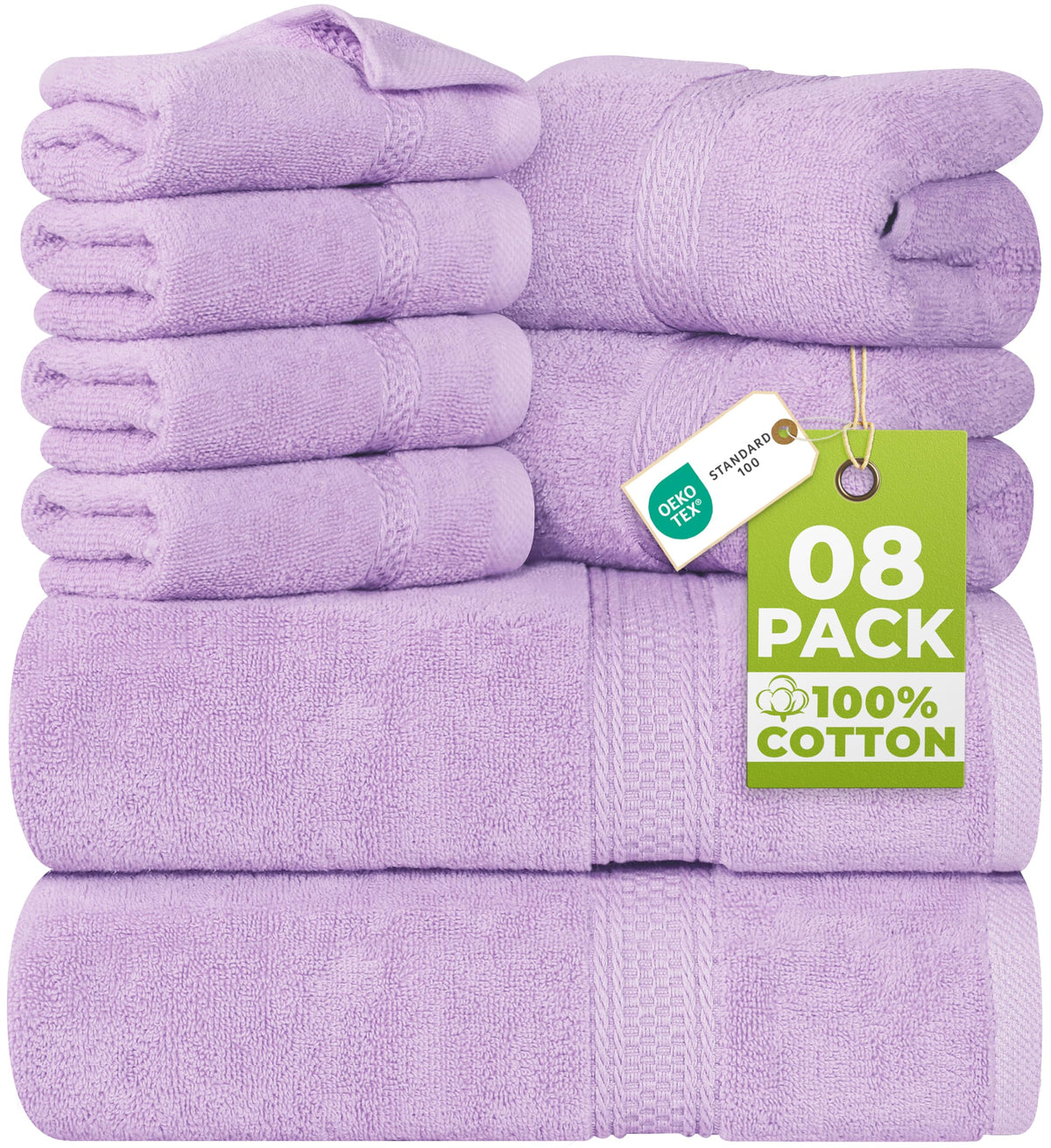 Utopia Towels 8 Piece Majestic Plush Luxury Towel Set, Cotton, Grey