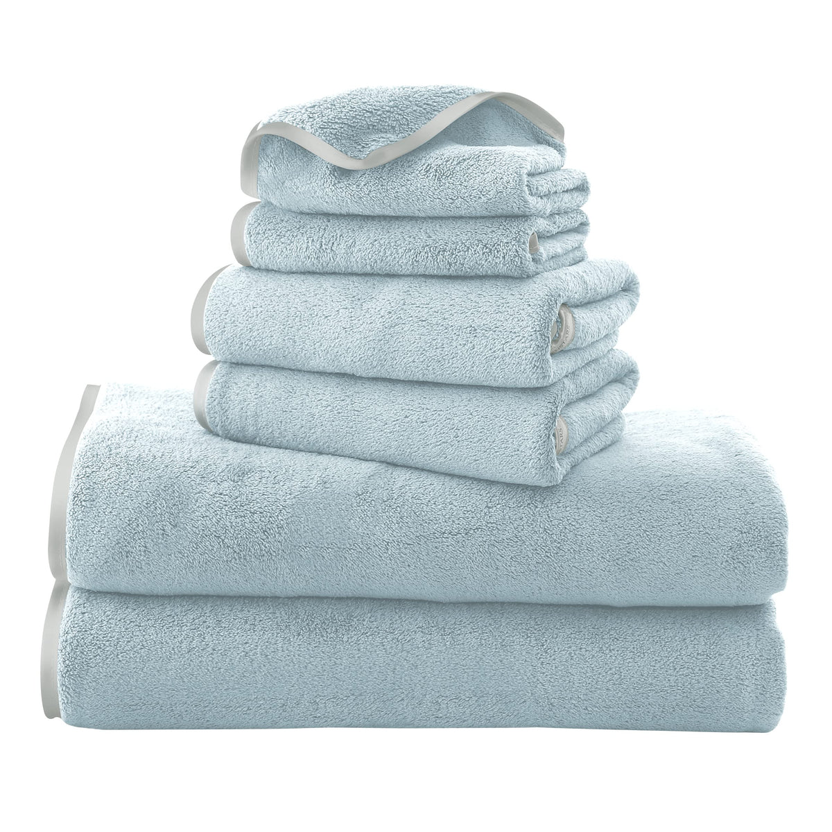 TENSTARS Luxury Silk Hemming Towel Set - Light Thin Quick Drying - 2 Bath Towels 2 Hand Towels 2 Washcloths - Ultra Soft Microfiber, for Bath Fitness, Sports, Yoga, Travel (Dark Grey 6 Pieces)