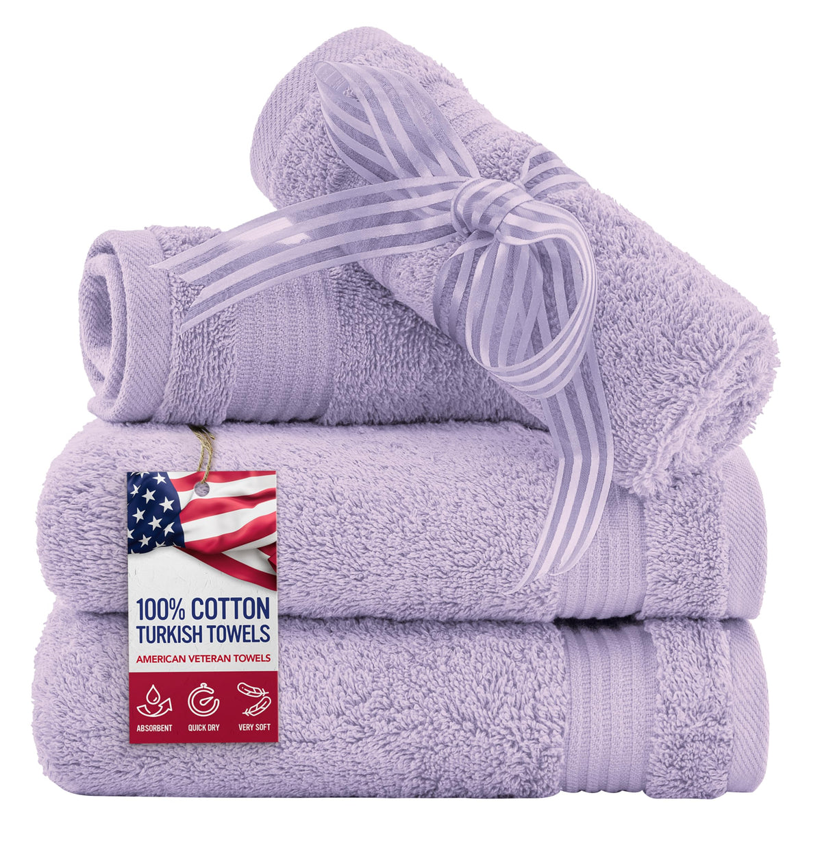 American Veteran Towel, 100% Cotton Turkish Bath Towels for Bathroom 4 Pack, 27x54 Extra Large Premium Soft Drying Bathroom Towels, Navy Blue