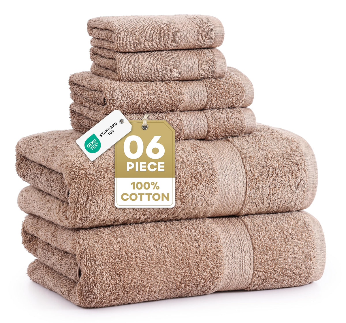 100% Cotton Bath Towels Set Soft Absorbent Quick Dry 16 Piece - Grey