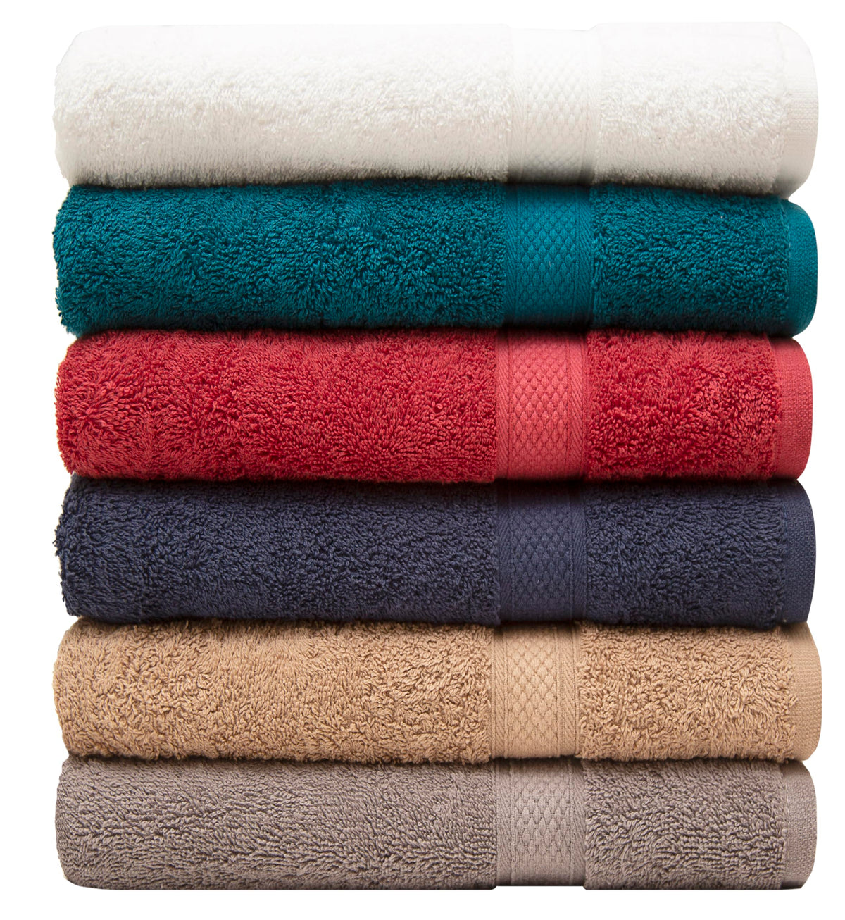 Pleasant Home Bath Towels Set of 6 (24” x 50”) 100% Cotton, Gray