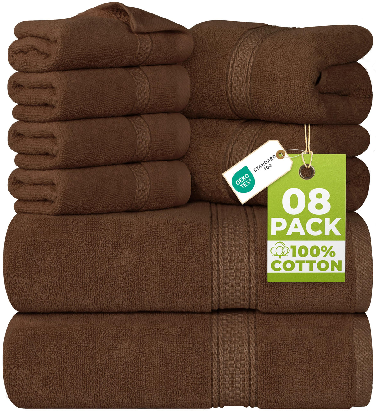 Utopia Towels 8 Piece Majestic Plush Luxury Towel Set, Cotton, Grey