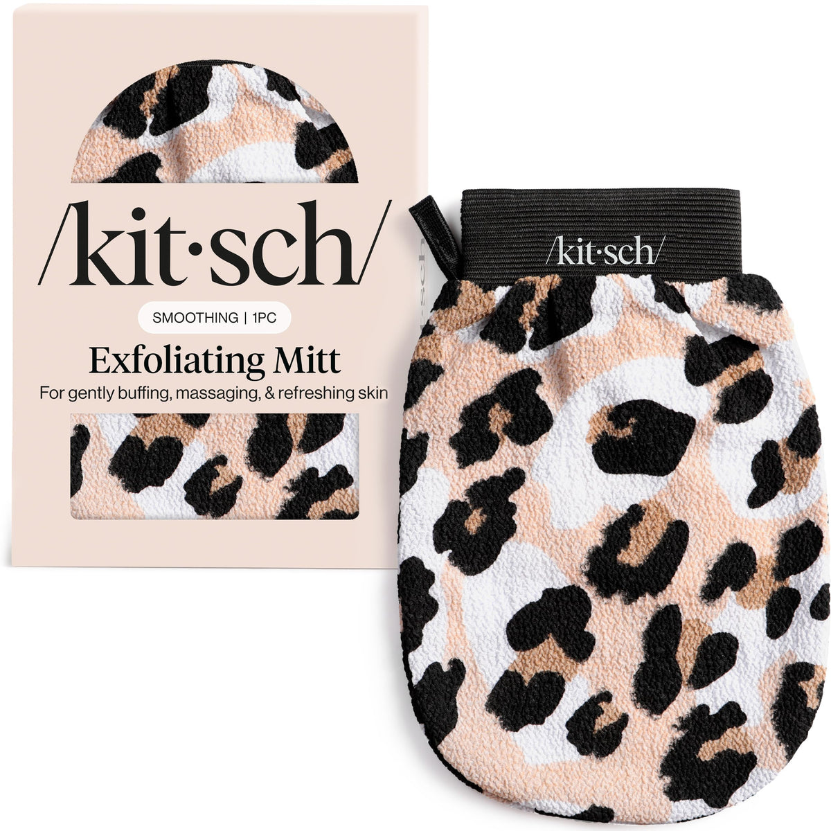Kitsch Exfoliating Glove – Exfoliating Mitt - 2pc Black & Terracotta