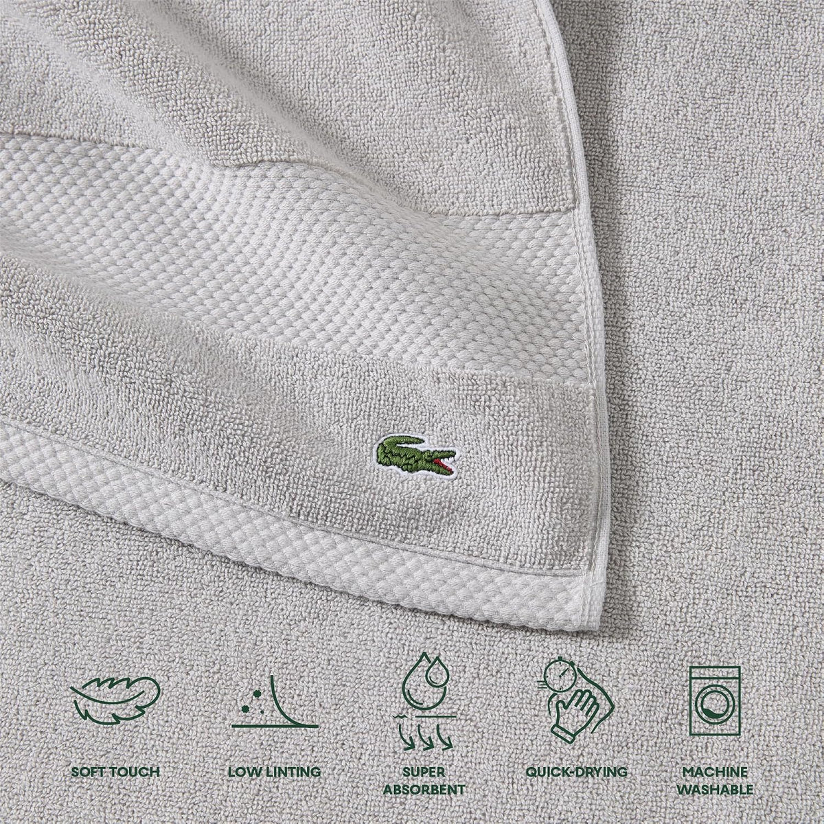 Lacoste Heritage 100% Supima Cotton Bath Towel 30" x 54", Micro Chip