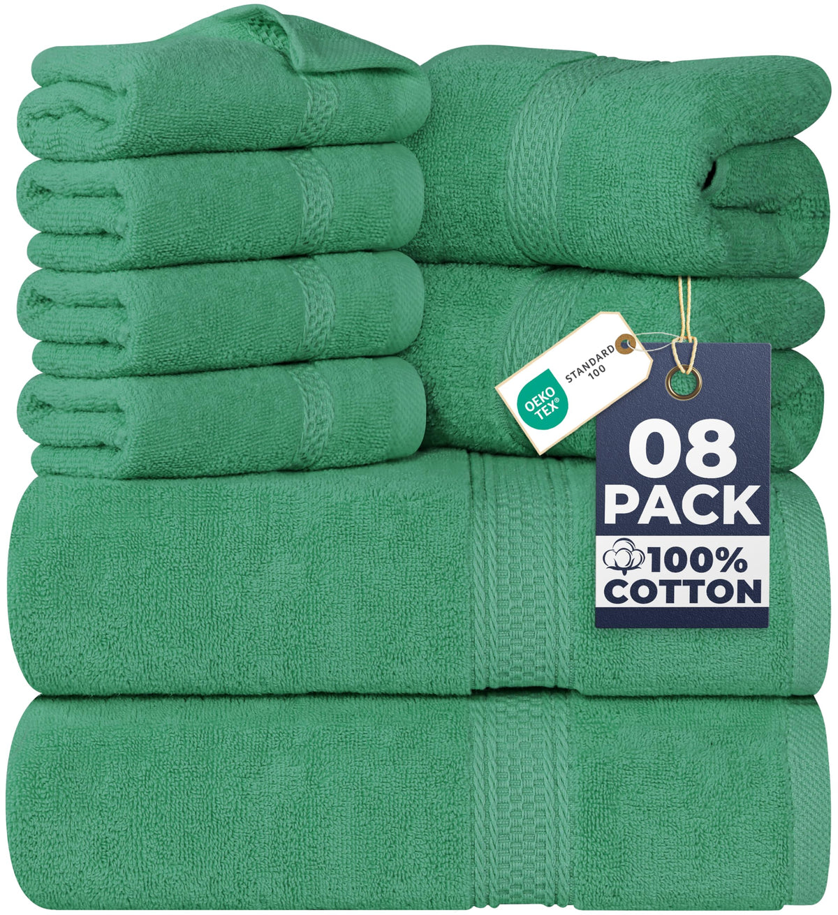 Utopia Towels 8 Piece Majestic Plush Luxury Towel Set, Cotton, Grey
