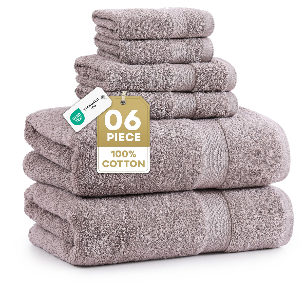 100% Cotton Bath Towels Set Soft Absorbent Quick Dry 16 Piece - Grey