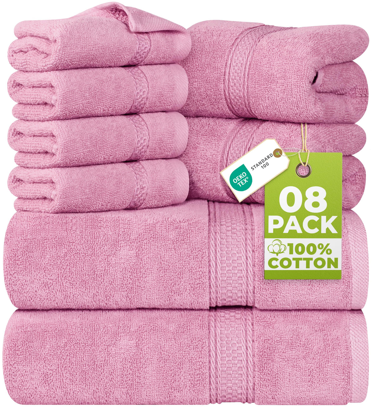 Utopia Towels 8 Piece Majestic Plush Luxury Towel Set, Cotton, Grey