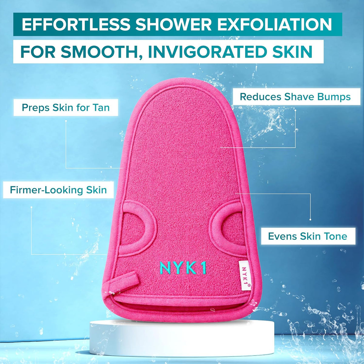 NYK1 DEEP Exfoliating Exfolimitt Body Mitt for Dead Skin Removal | Pink
